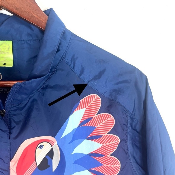 Farm Rio Tropical Bird Lightweight Colorful Windbreaker Track Jacket Size P - Picture 10 of 16